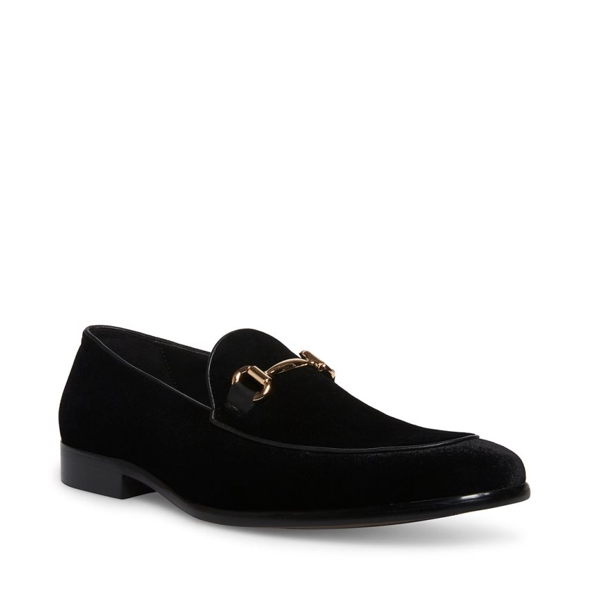 Black Steve Madden Diego-v Velvet Men's Loafers | PH 0978AFY